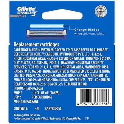 Gillette Mach3 Turbo Cartridge 4 pcs