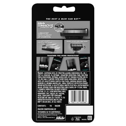 Gillette Mach 3 Charcoal Razor pack of 1