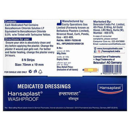 Hansaplast Washproof Bandage Strip pack of 8