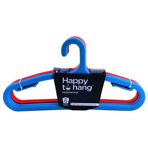 Happy to Hang Denimation Plastic Hanger pack of 6
