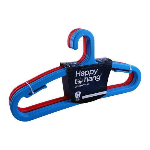 Happy to Hang Denimation Plastic Hanger pack of 6