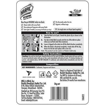 Harpic Hygienic Toilet Rim Block Citrus 26 gm