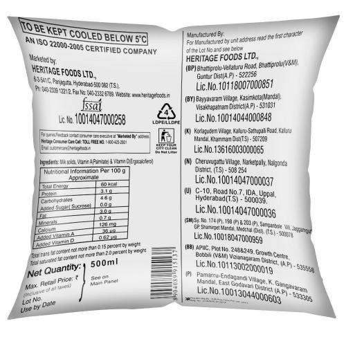 Heritage Toned Milk Pouch 500 ml
