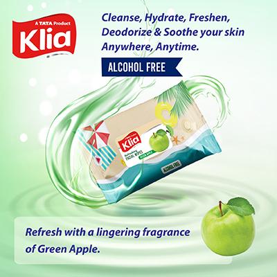 Klia Facial Wipes Green Apple pack of 20