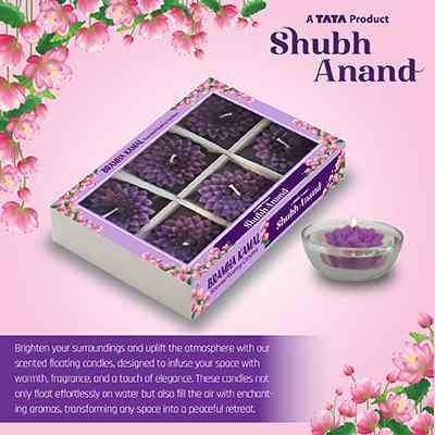 Shubh Anand Scented Floating Candle Bramhakamal 6 pcs