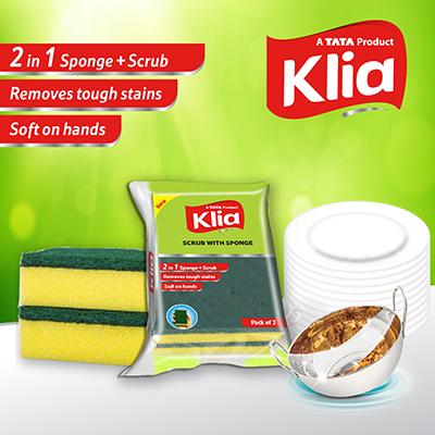 Klia Scrub Pad With Sponge pack of 2