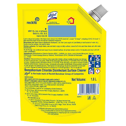 Lizol Citrus Pouch 1800ml