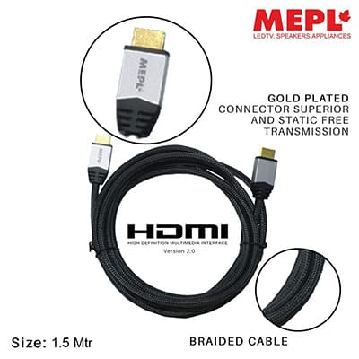 Mepl Hdmi Cable Nylon Braiding, Gold Plating (1.5 Meter) 1 pc