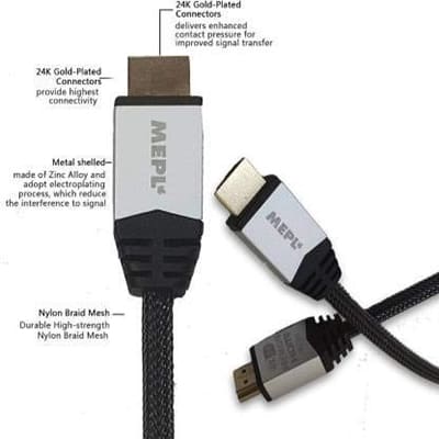 Mepl Hdmi Cable Nylon Braiding, Gold Plating (1.5 Meter) 1 pc