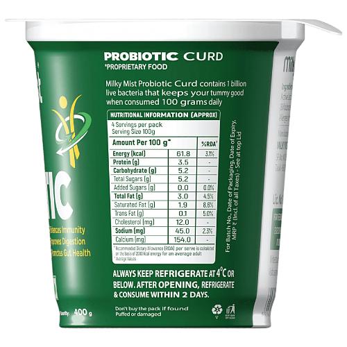 Milky Mist Probiotic Curd Cup 400 g