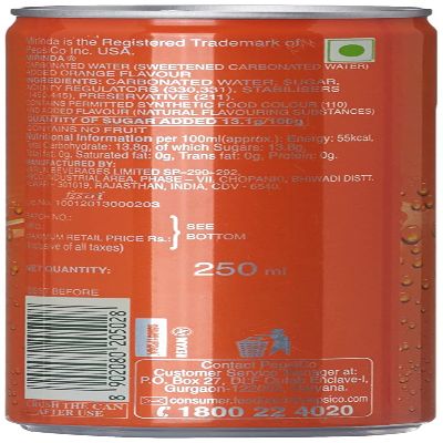 Mirinda Orange Carbonated Soft Drink Can 250 ml