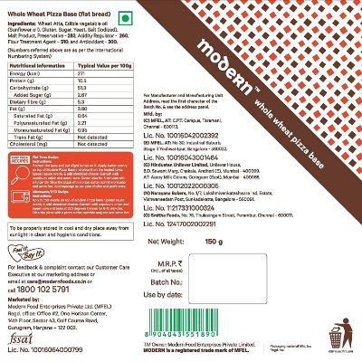 Modern Whole Wheat Pizza Base 150 g