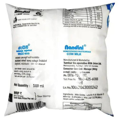 Nandini Homogenised Cow Milk Pouch 500 ml