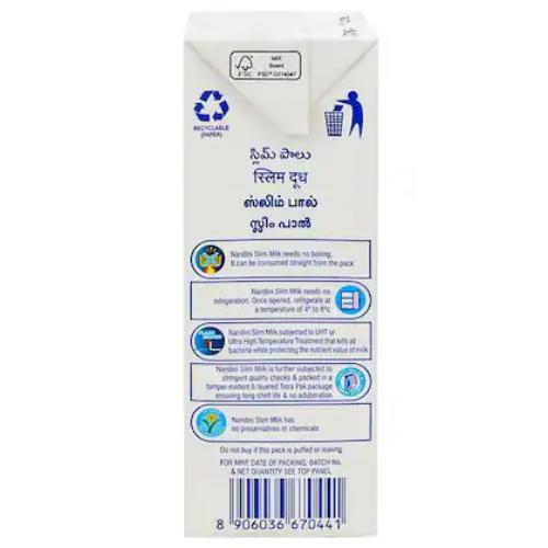 Nandini Slim Milk Tetrapak 1 ltr