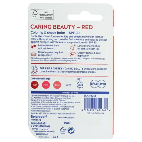 Nivea Caring Beauty Lipcare Red 5 Gm