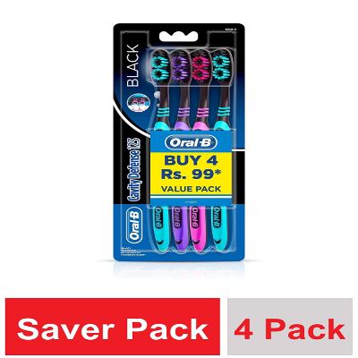 Oral B Cavity Defense Black Toothbrush Medium pack of 4