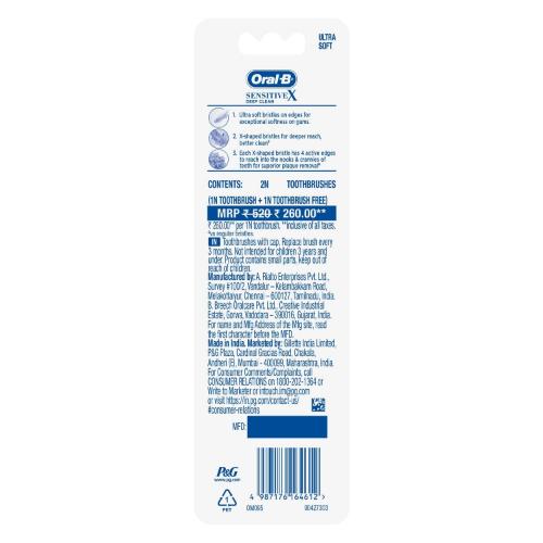 Oral B Sensitive X Toothbrush pack of 2