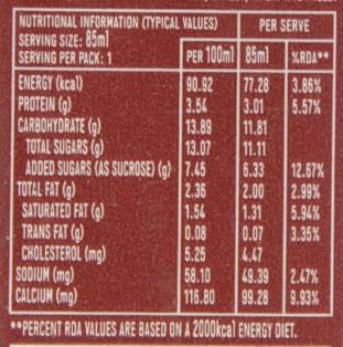 Parle Agro Smoodh Chocolate Flavoured Milk 85 ml