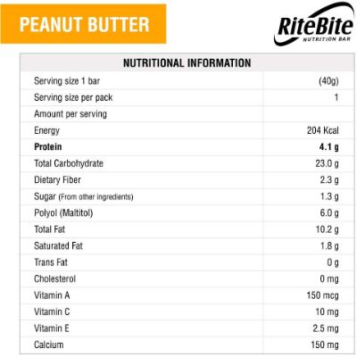 Rite Bite Peanut Butter Bar 35 g