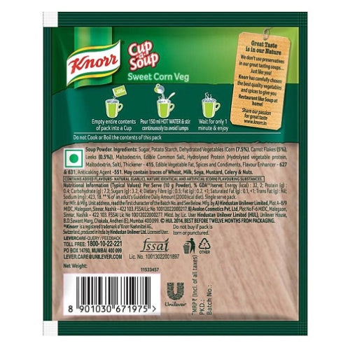 Knorr Instant Sweet Corn Cup A Soup 11 g