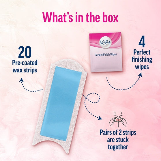 Veet Sensitive Skin Wax Strips Kit 20 pcs