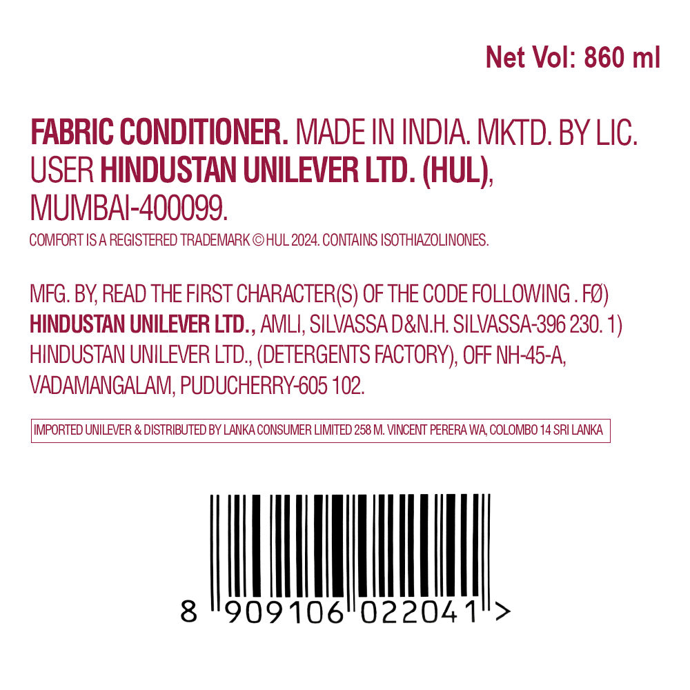 Comfort After Wash Lily Fresh Fabric Conditioner 860 ml