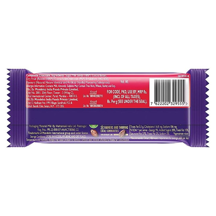 Cadbury Fruit And Nut Chocolate Bar 36 g