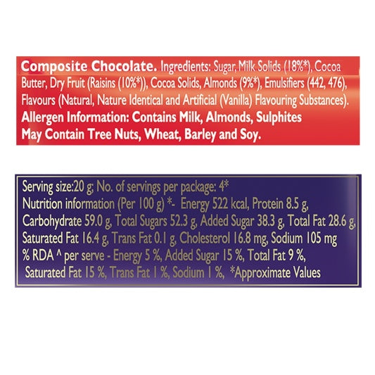 Cadbury Fruit And Nut Chocolate Bar 80 g