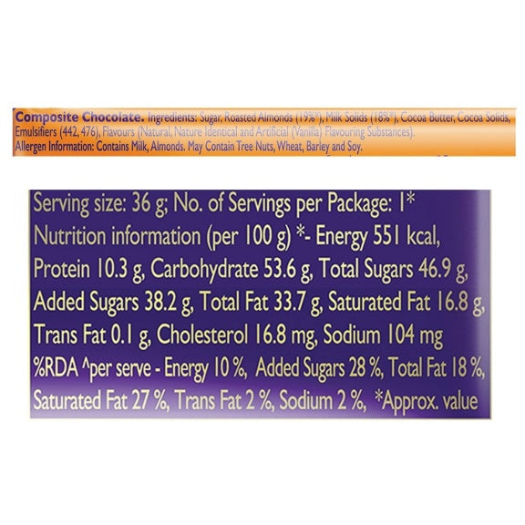 Cadbury Roast Almond Chocolate Bar 36 g