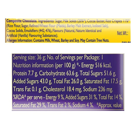 Cadbury Crackle Chocolate Bar 36 g