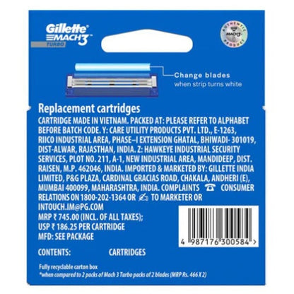 Gillette Mach3 Turbo Cartridge 4 pcs