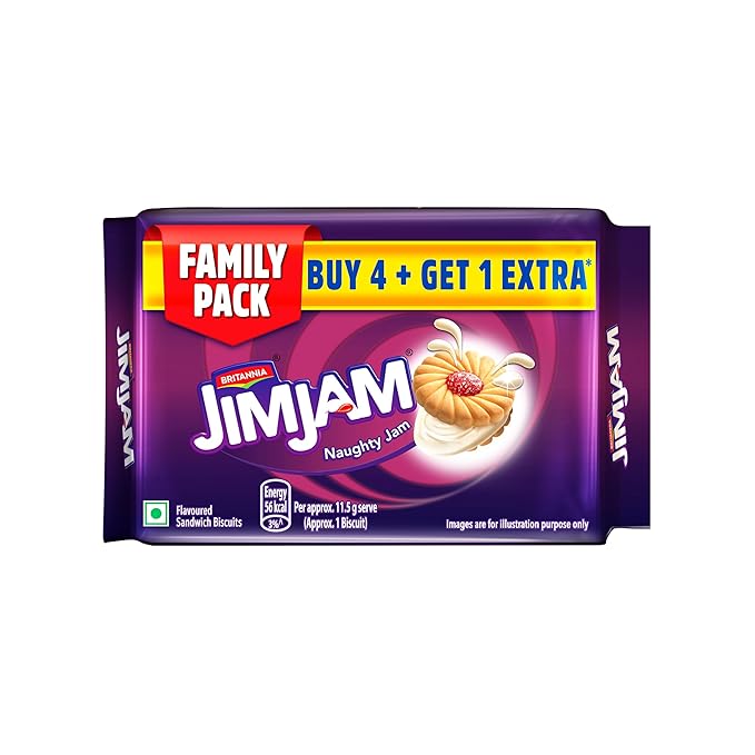 Britannia Jim Jam Cream Biscuits Buy 4 Get 1 Free 460 gm