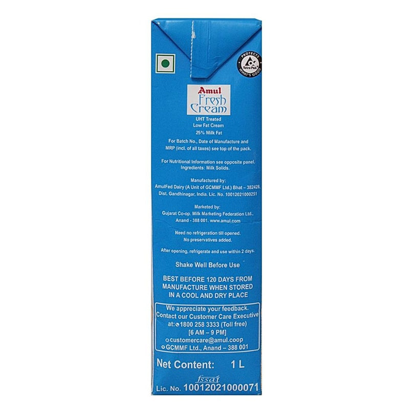Amul Fresh Cream Tetrapak 1 ltr