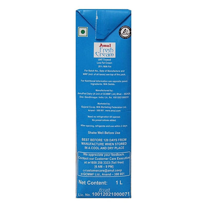Amul Fresh Cream Tetrapak 1 ltr