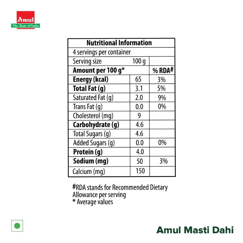 Amul Masti Dahi Cup 400 g