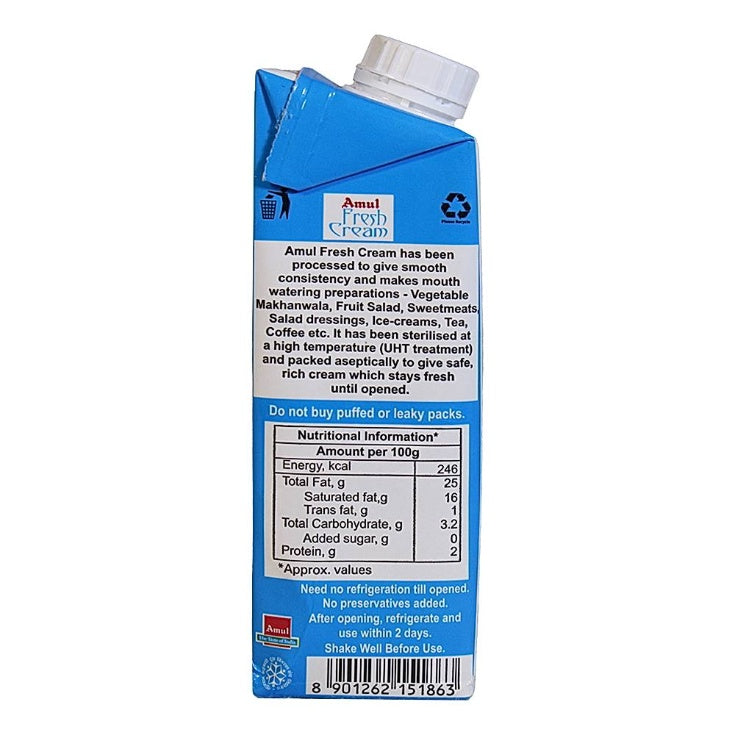 Amul Fresh Cream Edge Tetrapak 250 ml
