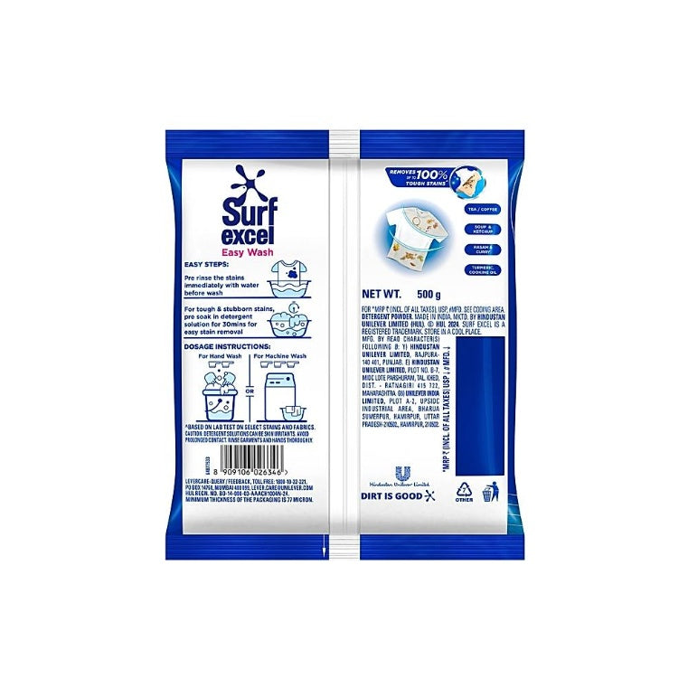 Surf Excel Easy Wash Detergent Powder 500 g