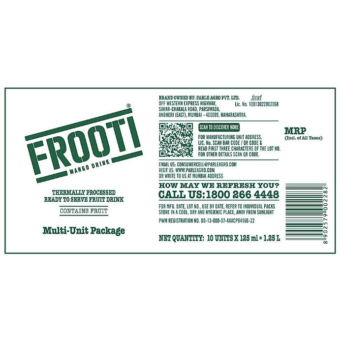 Frooti Mango Juice 10x125 ml