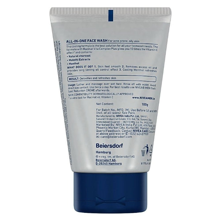 Nivea Men All In 1 Charcoal Face Wash 100 g