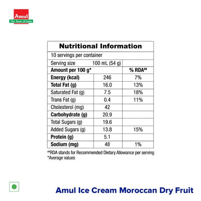 Amul Moroccan Dryfruit Icecream 1 ltr (party pack)