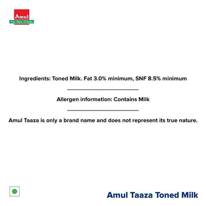 Amul Taaza Toned Milk Tetrapack 1 ltr