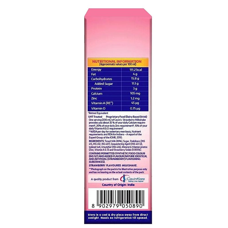 Cavin'S Milkshake Strawberry 180 ml