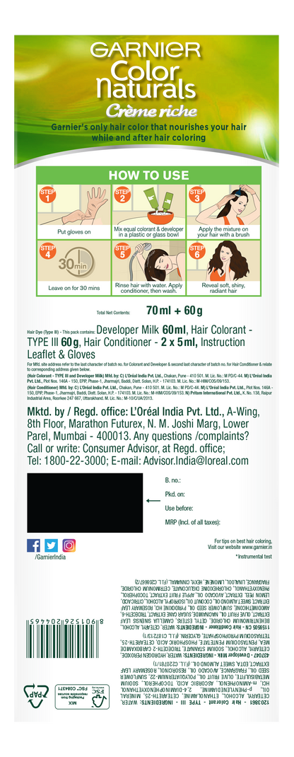 Garnier Colour Natural Dark Brown 3 Hair Colour 20 ml
