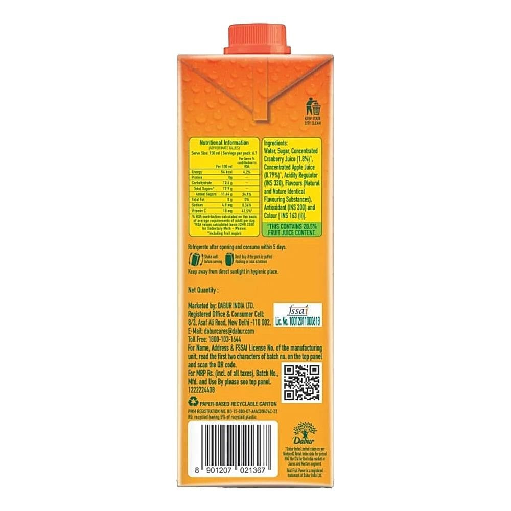 Real Cranberry Juice Tetrapak 1 ltr