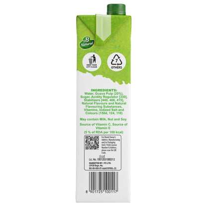 B Natural Pink Guava Juice Tetrapak 1 ltr