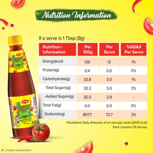 Maggi Hot & Sweet Tomato Ketchup Bottle 200 g