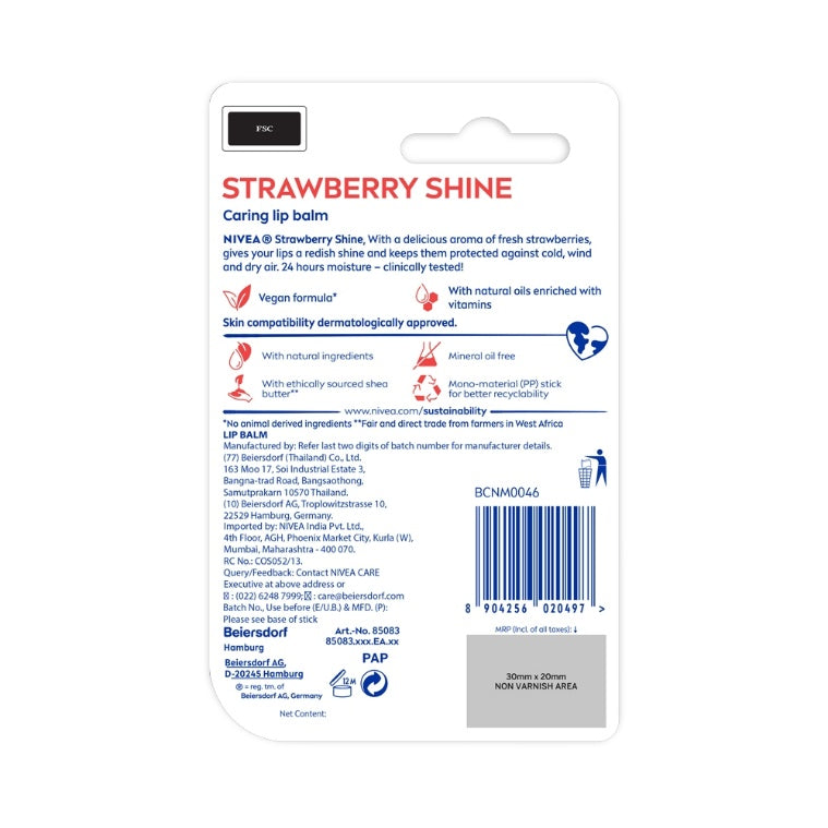 Nivea Fruity Shine Strawberry Lip Care Balm 4.8 g