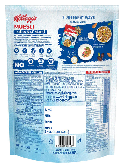Kellogg'S Extra Muesli No Added Sugar Box 400 gm