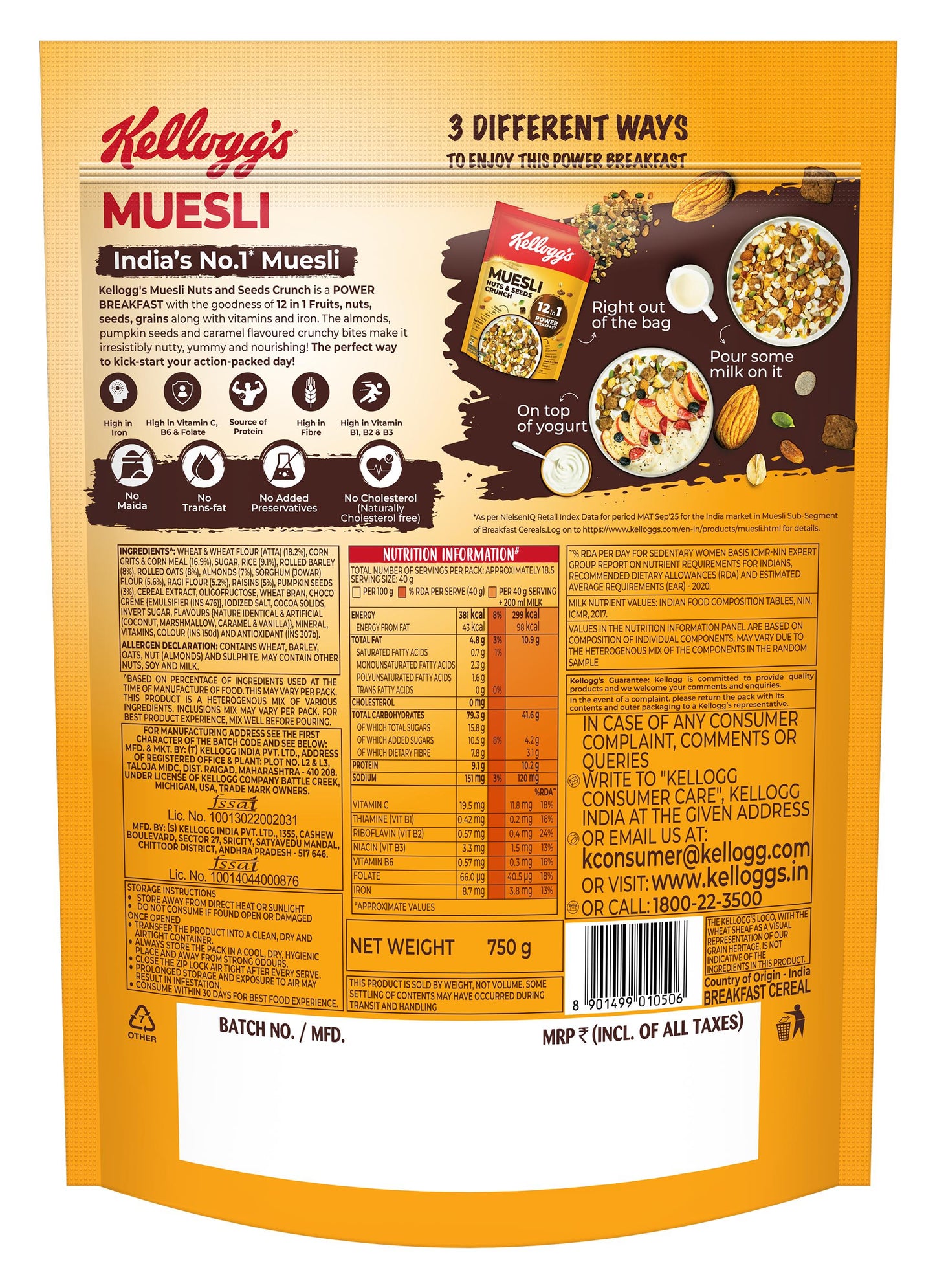 Kellogg'S Muesli Nuts Delight 750 gm