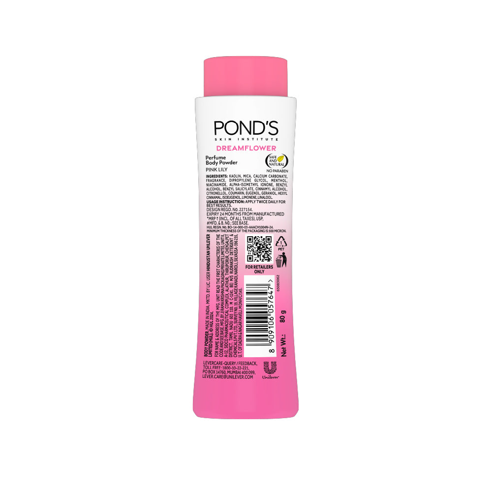 Ponds Dreamflower Fragrant Talcum Powder, Pink Lily 100 gm
